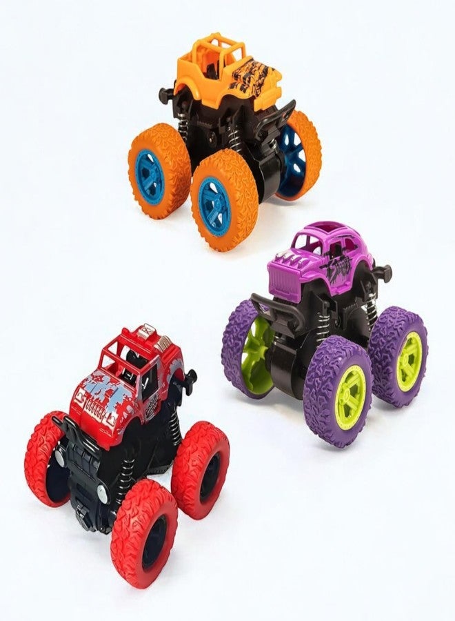 Stylbase Set Monster Truck Baby Boy Toys Friction Powered Baby Toy Car Durable High-Density Alloy and Non-Toxic Plastic, Non-Slip Tires Kids Cars Khilona 2-3 Years (Pack of 3) - Image 1